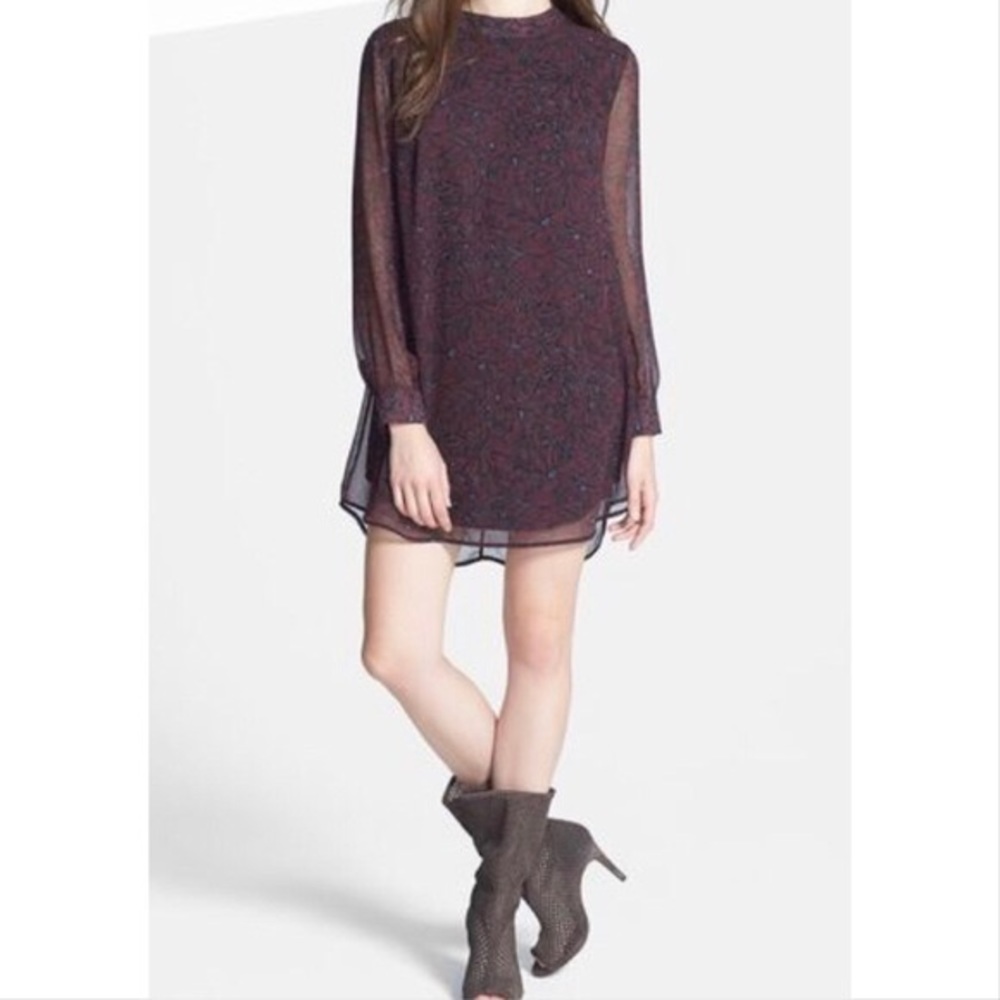 ASTR Plum Floral Cutout Back Shift Dress - Size S